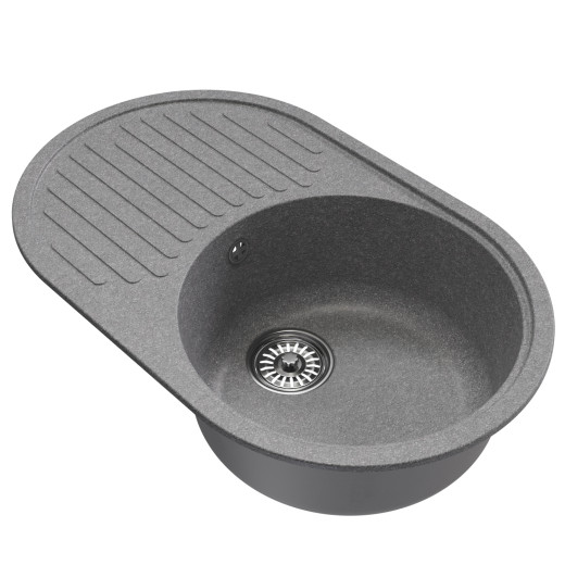 Мойка MIXLINE ML-GM16 овальная с крылом  графит (342) 730*460*180мм NEW (551932)