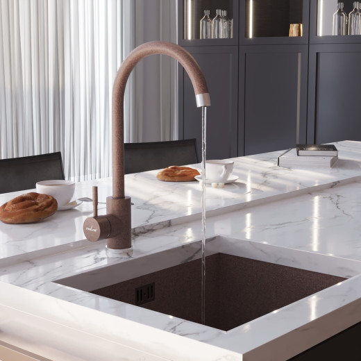 Смеситель для кухни MIXLINE ML-GS15 35к (307) терракотовый высок. излив (550688)