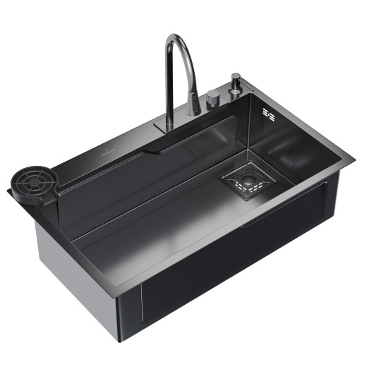 Кухонная мойка 75х46  вып 3 1/2  MIXLINE PRO 21,5см с сиф.ч.граф+доз+смесит+кол+д/р+о/с (552104)
