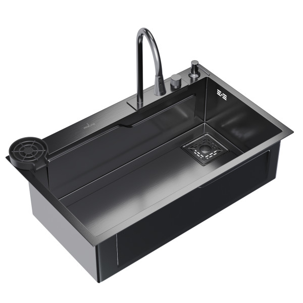 Кухонная мойка 75х46 вып 3 1/2 MIXLINE PRO 21,5см с сиф.ч.граф+доз+смесит+кол+д/р+о/с (552104)
