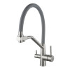 Смеситель для кухни 35k MIXLINE МЛНС-0404 (MLSS-0404) серый гиб.излив,подкл.к фильтру, п/гайку САТИН (558433)