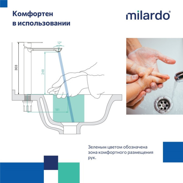 Смеситель для настольного умывальника Milardo Maze чёрный матовый (MAZBL01M01)