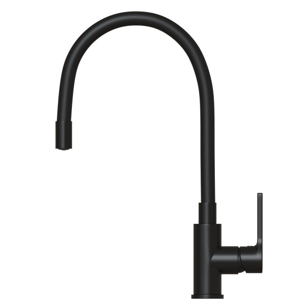 Смеситель для кухни 35k MIXLINE ML23-097 "Round Black" гибкий излив боковая ручка (553222)