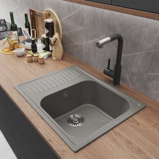 Мойка MIXLINE ML-GM18 с крылом  темно-серая (309) 640*490*190мм NEW (551971)