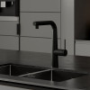 Смеситель для кухни IDDIS Pure с каналом для фильтрованной воды и выдвижным изливом, черный матовый (PURBLPFi05N)