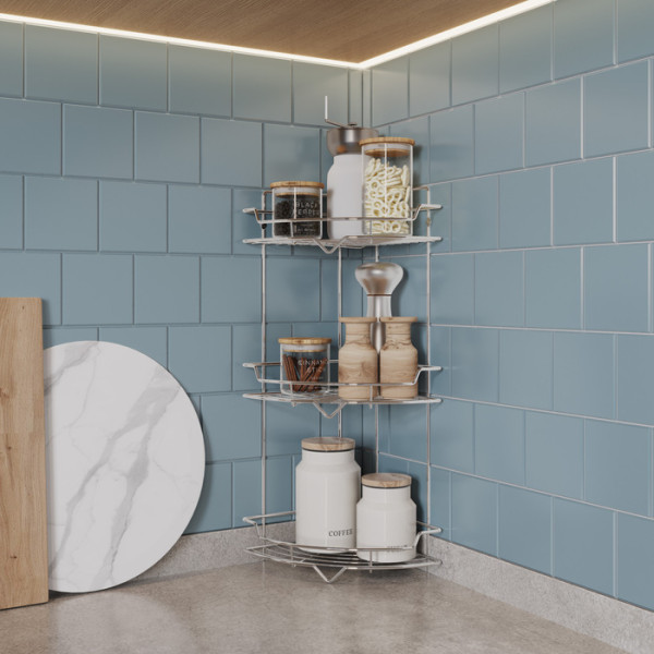 Полка трёхъярусная угловая Milardo Grid проволока стальная, хром (GRICC3CM44)