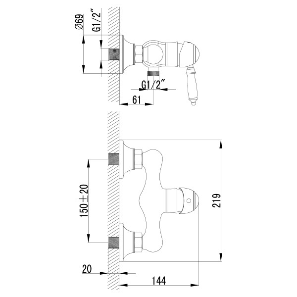 Смеситель для душа Lemark Villa (LM4803B)