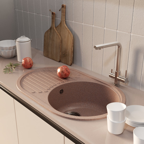 Мойка MIXLINE ML-GM16 овальная с крылом терракотовая (307) 730*460*180мм NEW (551925)