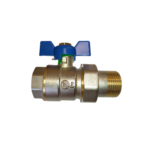 Кран шаровой с американкой RM-L 3/4 никелированный бабочка Ду20 Ру30 (НК 11Б27п1)
