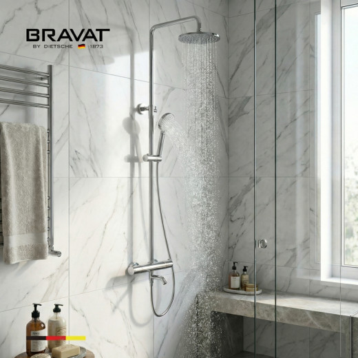 Душевая система с термостатическим смесителем цвет хром BRAVAT (F6812943CP-A-SW)