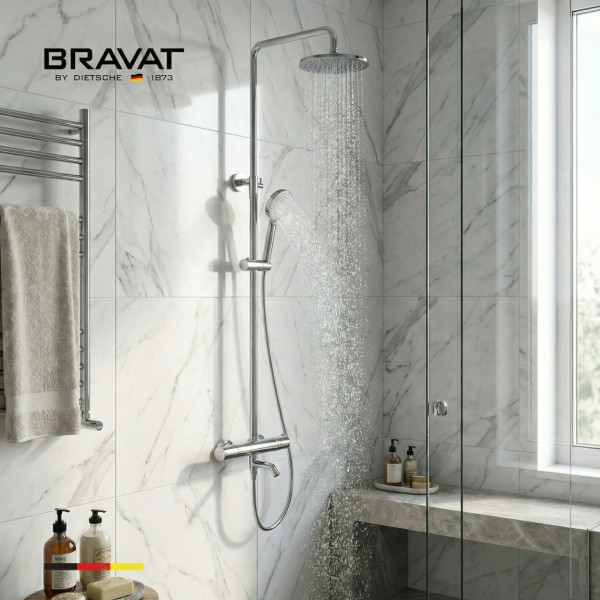 Душевая система с термостатическим смесителем цвет хром BRAVAT (F6812943CP-A-SW)