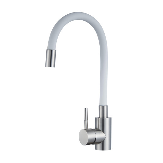 Смеситель для кухонной мойки с гибким изливом RUSH Симпл (Simple) белый (SUS7335-61White)