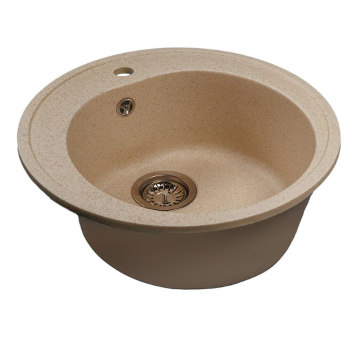 Мойкa MIXLINE МЛ-ГМС102 (ML-GMS102) СТАНДАРТ круглая, песочный (302), 500 мм (глуб. чаши 170) (558087)