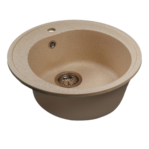 Мойкa MIXLINE МЛ-ГМС102 (ML-GMS102) СТАНДАРТ круглая, песочный (302), 500 мм (глуб. чаши 170) (558087)