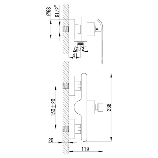 Смеситель для душа Lemark Melange (LM4903CW)