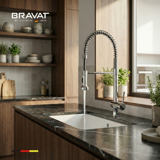 Смеситель для кухни с гибким изливом цвет хром BRAVAT (F7801932CP-SW)