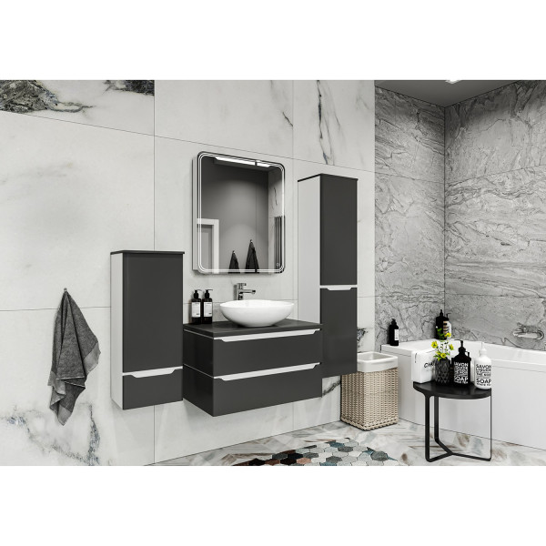 Зеркало шкаф MIXLINE 700*800 (ШВ) 2 створки, правый, сенсорный выкл, светодиодная подсветка ВИКТОРИЯ (547257)