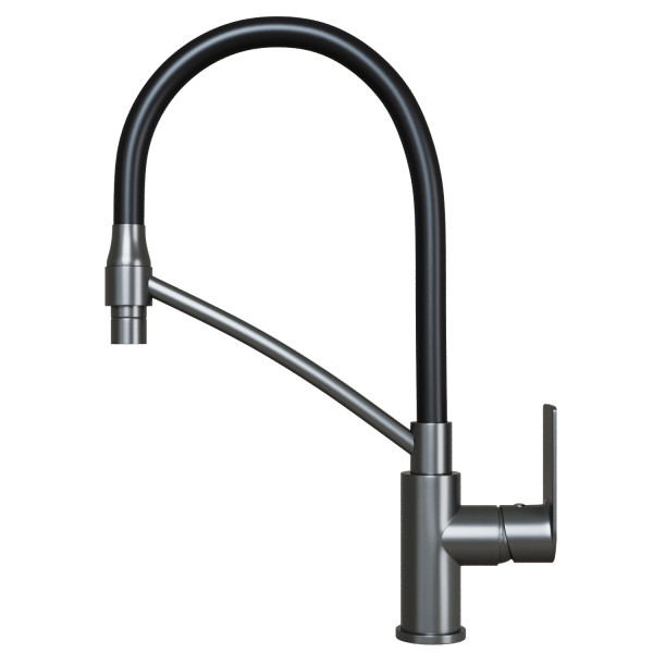 Смеситель для кухни 35k MIXLINE МЛ33-108Г(ML33-108GR)"Сити " гибкий излив с фикс.бок.ручка ГРАФИТ (556596)