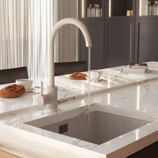 Смеситель для кухни MIXLINE ML-GS15 35к (328) бежевый высок. излив (550692)
