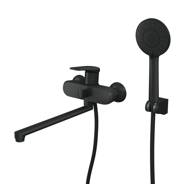 Смеситель для ванны с длинным поворотным изливом RUSH Невис (Nevis) (NE1735-51Black)