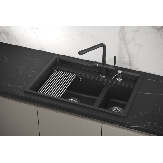 Кухонная мойка GRANULA Kitchen Space (7302, ЧЁРНЫЙ)