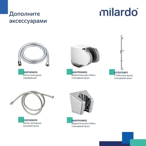 Лейка для душа Milardo Эссеншл (Essential) 1F, хром глянцевый (ESS1F10M18)