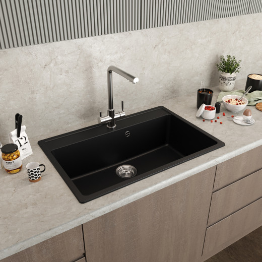 Мойка MIXLINE МЛ-ГМ33 (ML-GM33) КОМФОРТ ультра-черная  (344), 760*510*200мм (558739)