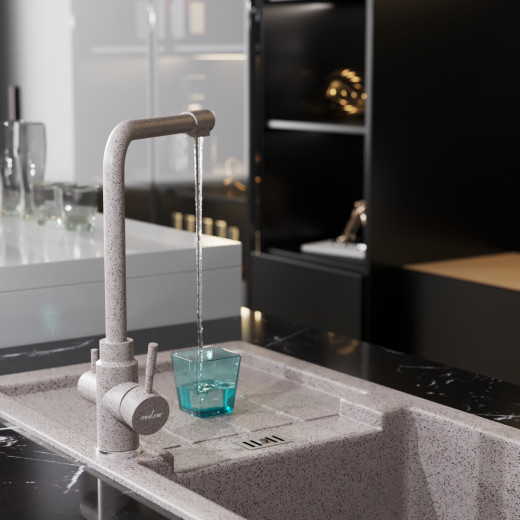 Смеситель для кухни MIXLINE ML-GS13 35к (302) песочный с вых. для питьевого фильтра (550665)