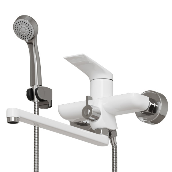 Смеситель для ванны и раковины MIXLINE ML41-02 "Swan White" 35k белый/хром (553910)