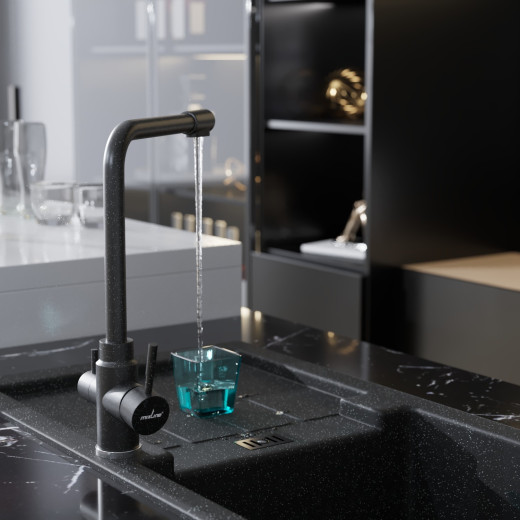 Смеситель для кухни MIXLINE ML-GS13 35к (343) антрацит с вых. для питьевого фильтра (550674)