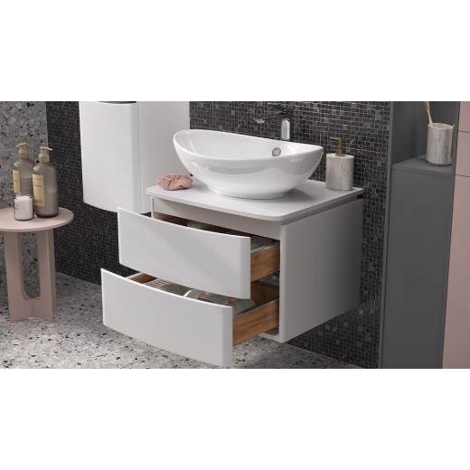 Тумба Velvex Luna 600-0-2 со столешницей навесная белый под раковину 7027A (tp.LUN.60.2Y)
