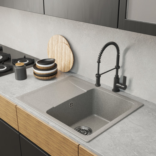 Мойка MIXLINE ML-GM26 С КРЫЛОМ, СЕРАЯ (310), 580*470*190ММ (552079)