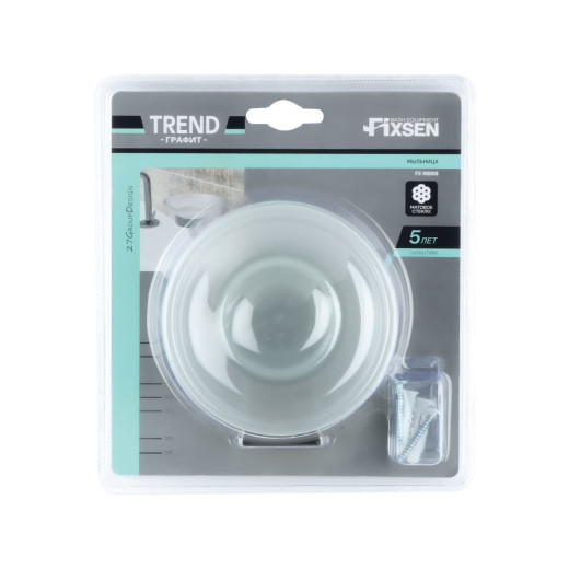 Мыльница FIXSEN стекло TREND GRAPHITE  (FX-98008)