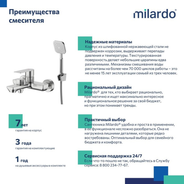 Смеситель для ванны Milardo Maze сатин (MAZBN00M02)