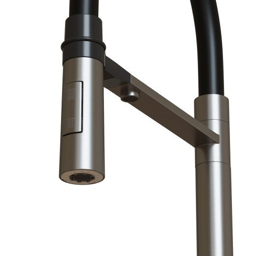 Смеситель для кухни 35k MIXLINE МЛНС-0401/MLSS-0401 ЧЕРНЫЙ гиб.из.магнит,под.к фильтру,п/гайку САТИН (556013)