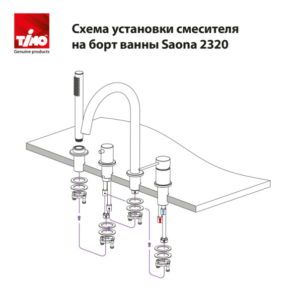 Смеситель для ванны с душем, врезной Timo Saona никель (2320/13Y)