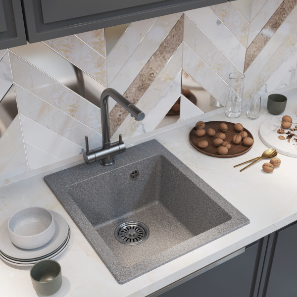 Мойка MIXLINE ML-GM14 темно-серая (309) 420*500*190мм NEW (551903)