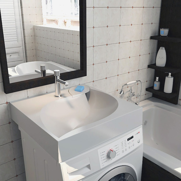 Раковина над стиральной машиной MIXLINE "Лист-60*60" ш*г, с кронштейнами (Madera) (548293)