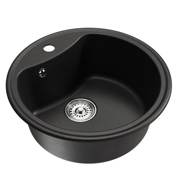 Мойкa MIXLINE ML-GM09 круглая ультра-черная (344) 510 мм (глуб. чаши 190) NEW (551805)
