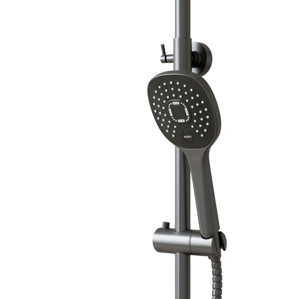 Душевая система 35к MIXLINE МЛ33-06Г(ML33-06GR) "Сити"излив лейка 3 поз. +лейка "Троп. душ" ГРАФИТ (556594)