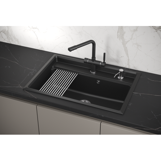 Кухонная мойка GRANULA Kitchen Space (7301, ШВАРЦ)