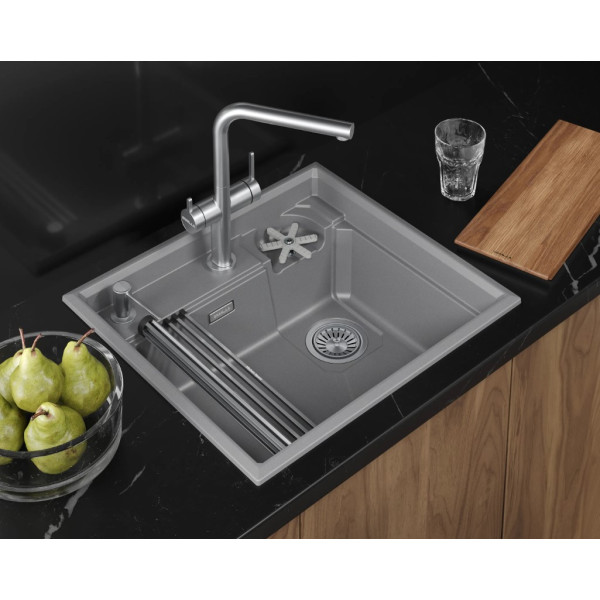 Кухонная мойка GRANULA KITCHEN SPACE RINZER кварц (5807R, АЛЮМИНИУМ)