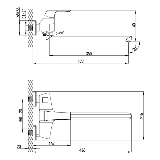 Смеситель для ванны Lemark Unit (LM4517C)