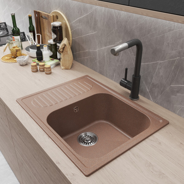 Мойка MIXLINE ML-GM18 с крылом терракотовая (307) 640*490*190мм NEW (551969)