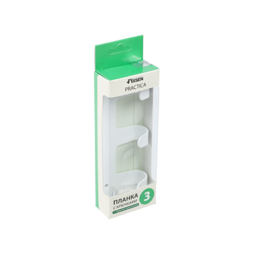 Планка 3 крючка Fixsen PRACTICA, белый (FX-805W-3)