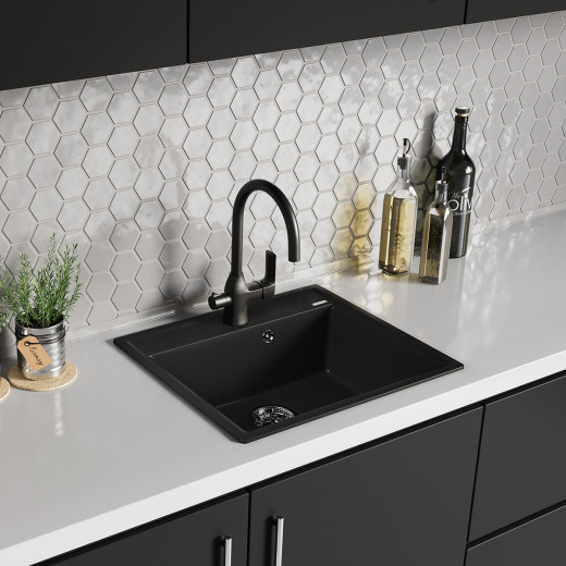 Кухонная мойка Lemark HANKA 570 врезная прямоугольная из кварцгранита цвет: Шампань  (9910018)