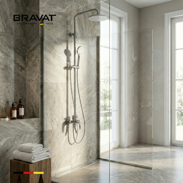 Душевая система со смесителем цвет хром BRAVAT (F6808939CP-A-SW)