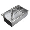 Мойка настол.монтаж MIXLINE ПРО 75х48 (1,0) вып 3 1/2" с ФАСКОЙ 21,5см с сиф.(сатин дек)+доз+кол+корз (558470)