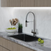 Смеситель для кухни 35k MIXLINE МЛНС-0401/MLSS-0401 СЕРЫЙ гиб.изл магнит,под.к фильтру,п/гайку САТИН (556010)