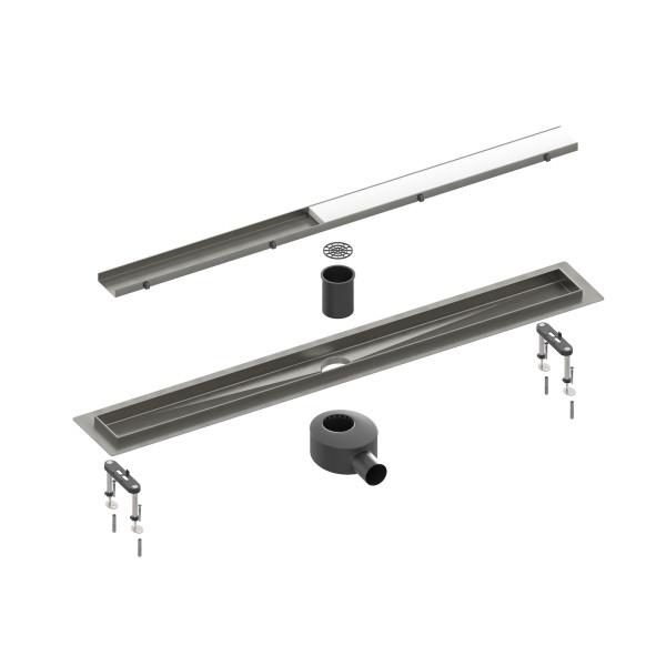 Душевой лоток TIMO Drain System 800 с двусторонней панелью "plate" под плитку, черное золото (DS230208/18)